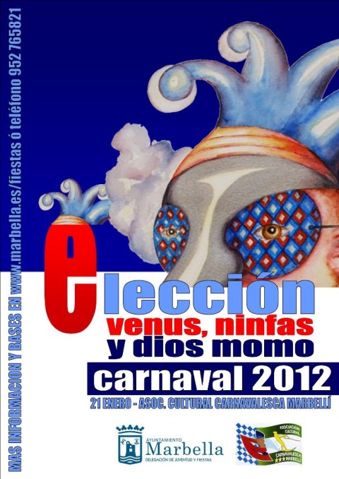 Cartel Elección Vanus, Ninfas y Diós Momo Carnaval 2.012 Marbella